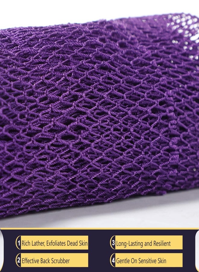 KINGMAS African Net Sponge, Authentic Nylon with Knots, 2 Pieces Exfoliating Body Scrubber Bath Sponge, Back Scrubber Washcloth for Shower, Body Care Bathing (Purple & Pink) - Image 2